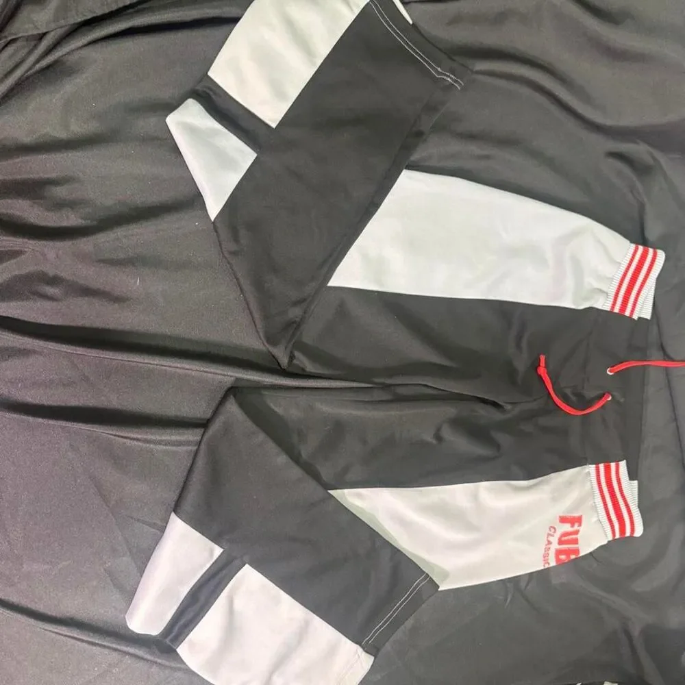 Fubu Men's Black and Grey Joggers-tracksuits